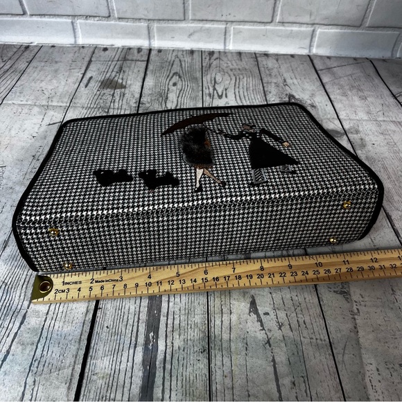 Houndstooth Bag Brown SUMMER TOMPKINS Purse Retro Art Vintage Dog Umbrella NWT - Picture 5 of 16